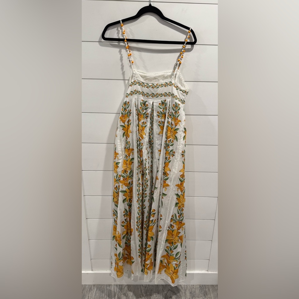 NWT Farm Rio Womens Tropical Lightness Maxi Dress Off White Yellow floral - Picture 10 of 12